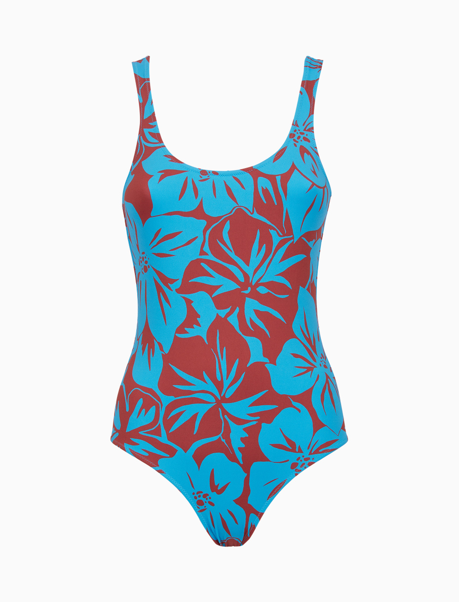 Costume intero donna fantasia fiori azzurro - Gallo 1927 - Official Online Shop