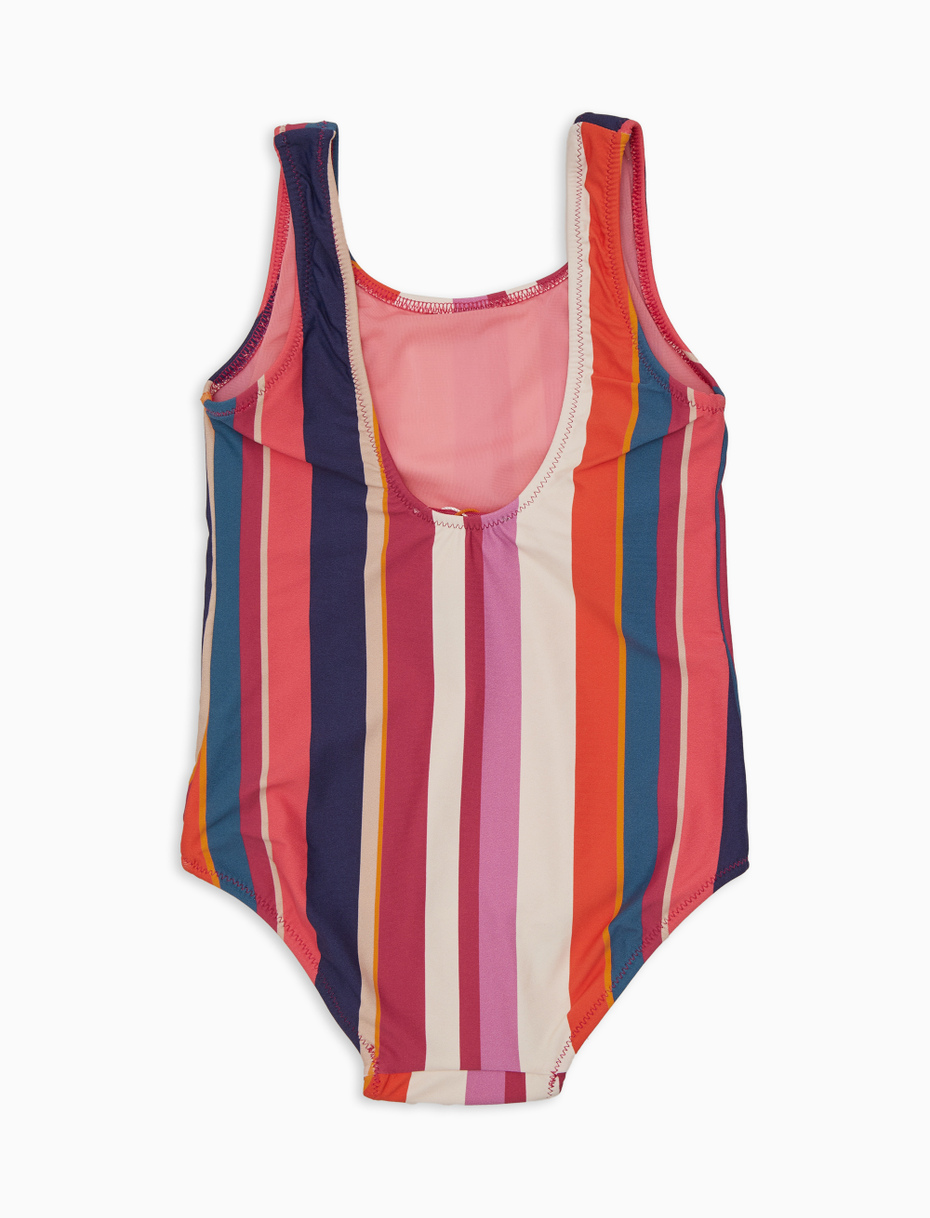 Girl's white one-piece swimsuit with multicolor stripes - Gallo 1927 - Official Online Shop