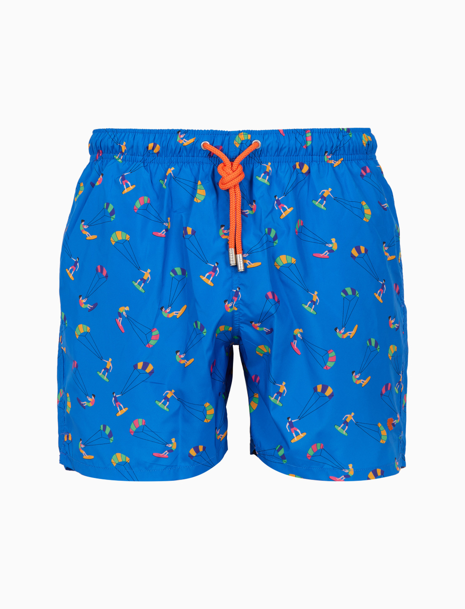 Men's light blue swimming shorts with kite surf pattern - Gallo 1927 - Official Online Shop