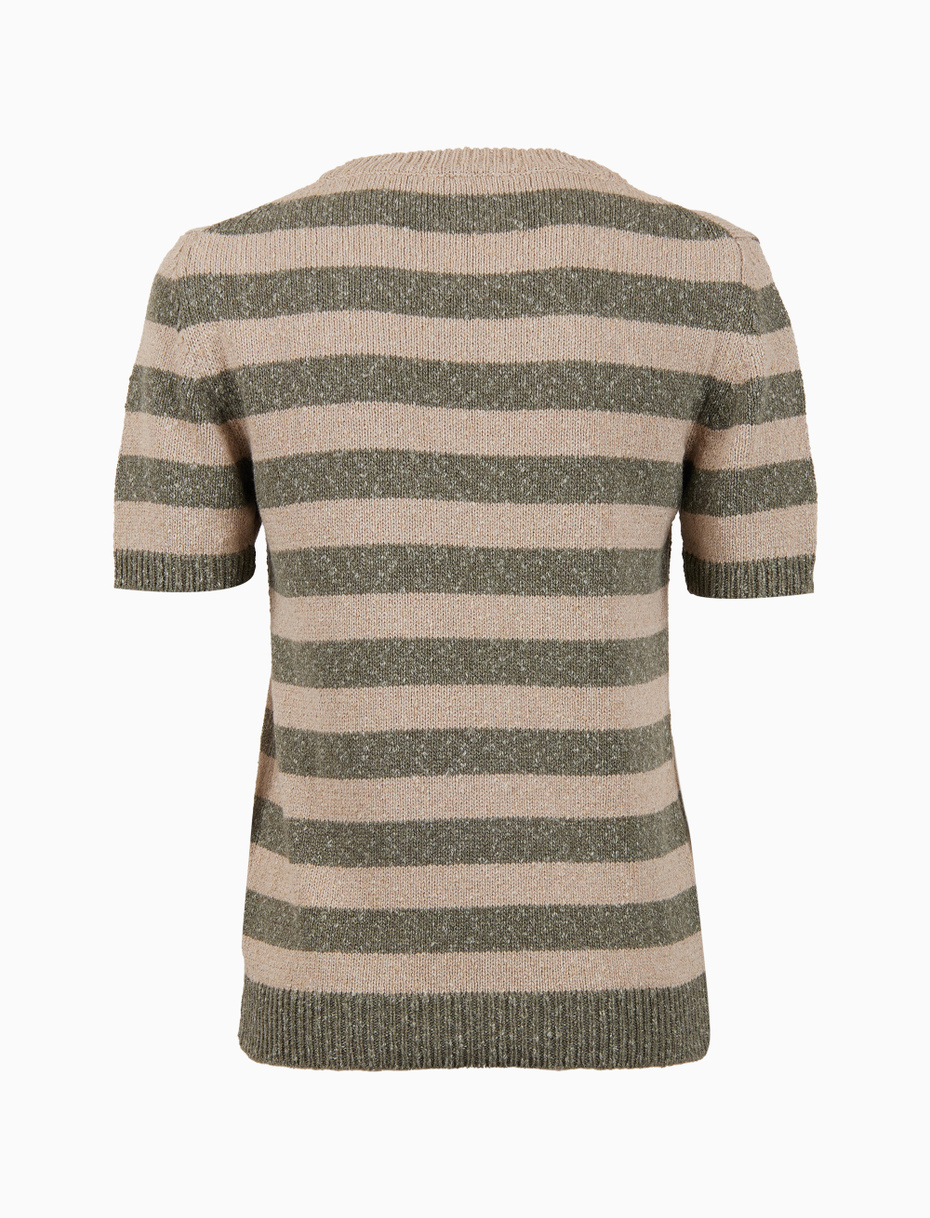 T-shirt girocollo donna cotone righe bicolore verde - Gallo 1927 - Official Online Shop