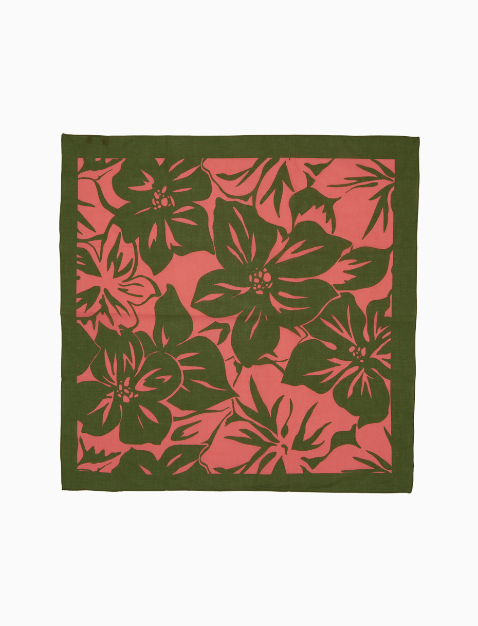 Unisex pink cotton bandana with floral pattern - Gallo 1927 - Official Online Shop