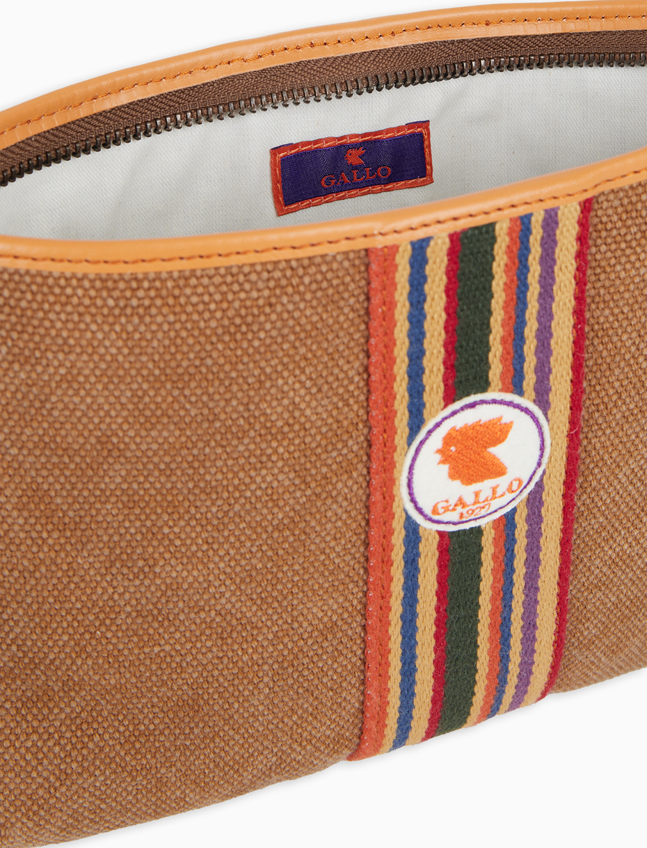 Bustina piatta unisex in canvas di cotone beige tinta unita - Gallo 1927 - Official Online Shop