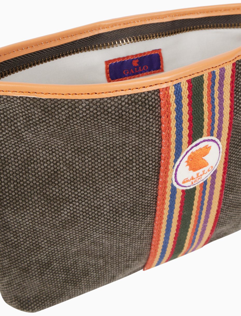 Unisex green flat cotton canvas pouch with solid color - Gallo 1927 - Official Online Shop