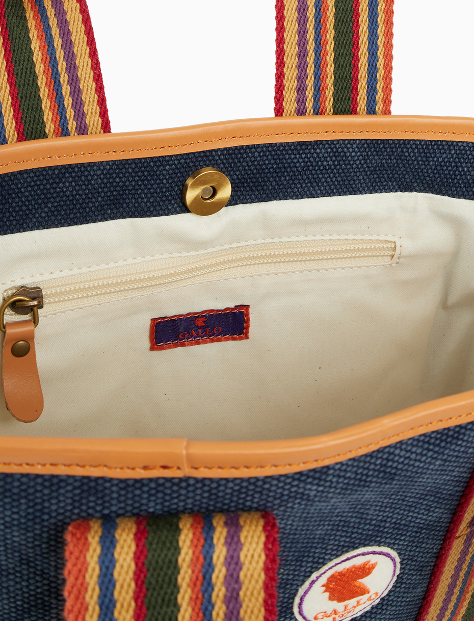 Mini tote bag donna in canvas di cotone tinta unita blu - Gallo 1927 - Official Online Shop