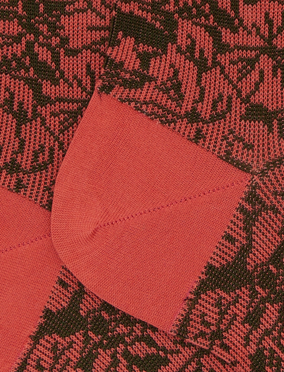 Women's pink short cotton socks with floral pattern - Gallo 1927 - Official Online Shop