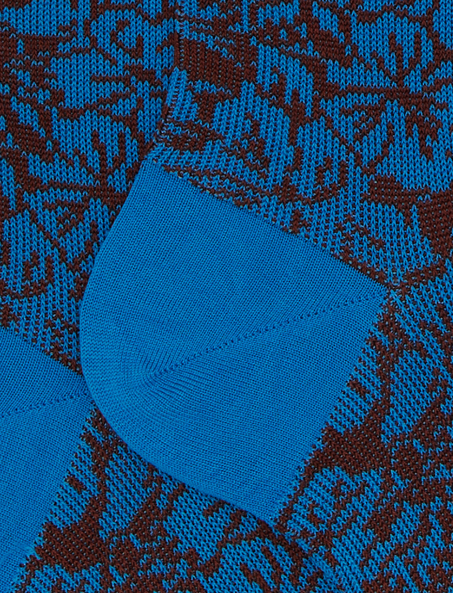 Women's light blue short cotton socks with floral pattern - Gallo 1927 - Official Online Shop