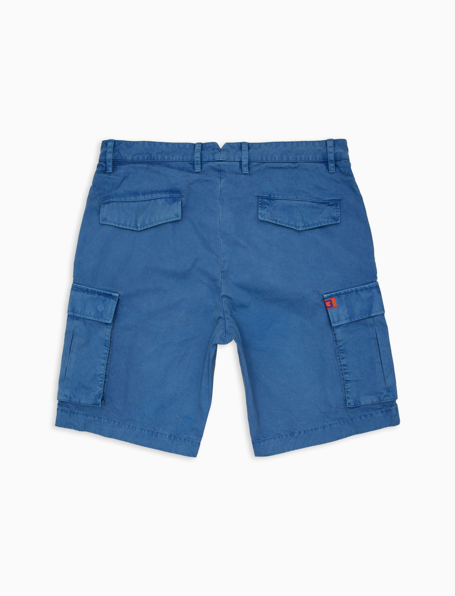 Bermuda cargo uomo cotone tinto capo tinta unita blu - Gallo 1927 - Official Online Shop