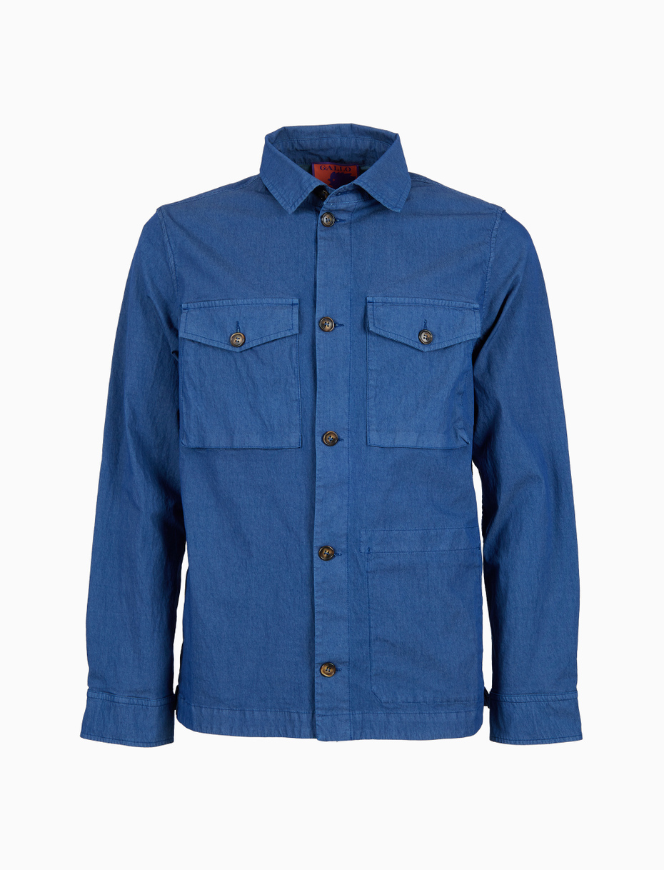 Overshirt unisex cotone tinto capo tinta unita blu - Gallo 1927 - Official Online Shop