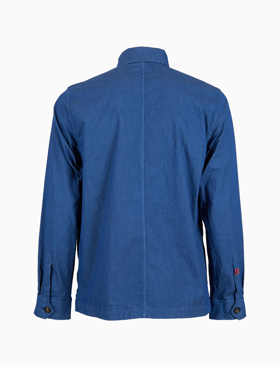 Overshirt unisex cotone tinto capo tinta unita blu - Gallo 1927 - Official Online Shop