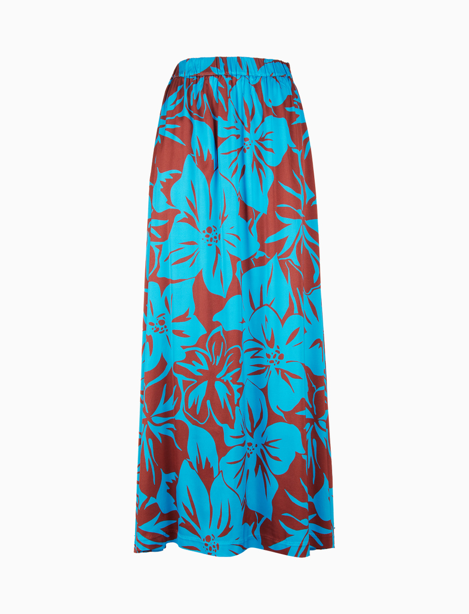 Gonna lunga donna fantasia fiori azzurro - Gallo 1927 - Official Online Shop
