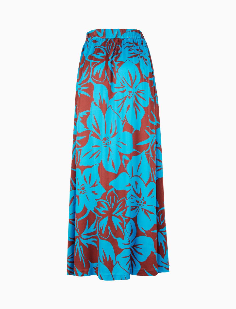Gonna lunga donna fantasia fiori azzurro - Gallo 1927 - Official Online Shop