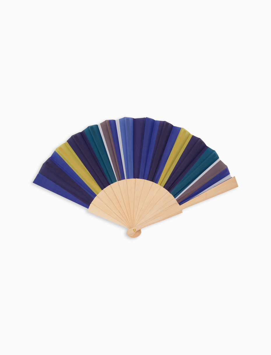 Wooden fan unisex multicolor white stripes - Gallo 1927 - Official Online Shop