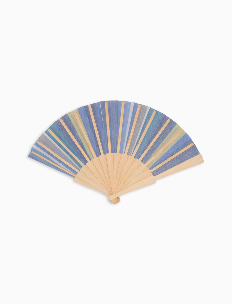 Wooden fan unisex multicolor white stripes - Gallo 1927 - Official Online Shop