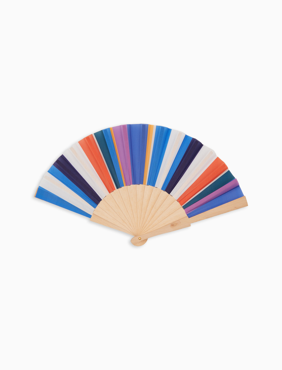 Wooden fan unisex multicolor blue stripes - Gallo 1927 - Official Online Shop