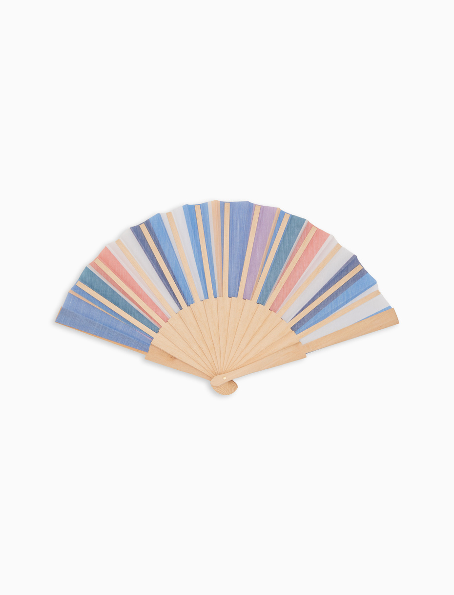 Wooden fan unisex multicolor blue stripes - Gallo 1927 - Official Online Shop