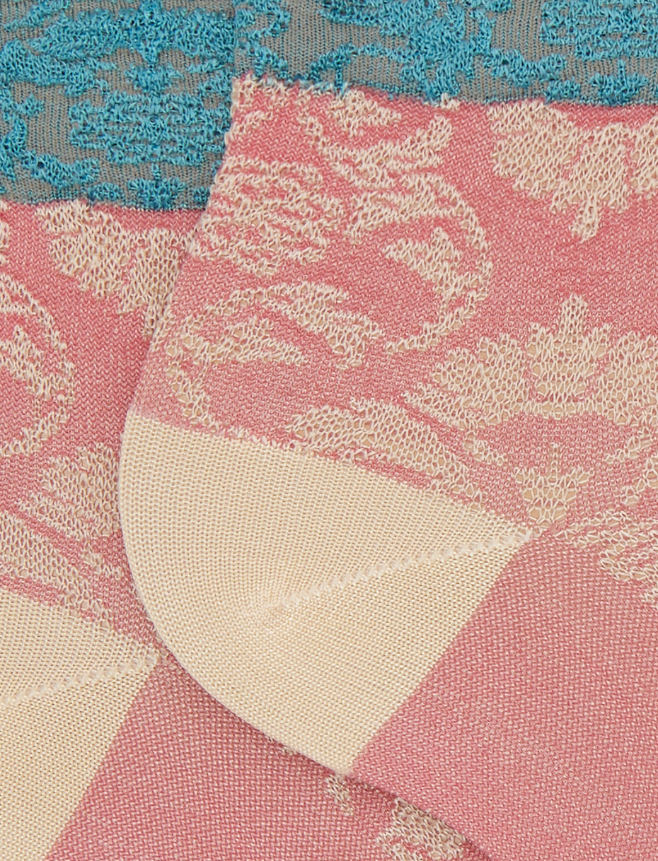 Women's fuchsia ultra-short viscose socks with brocade pattern - Gallo 1927 - Official Online Shop