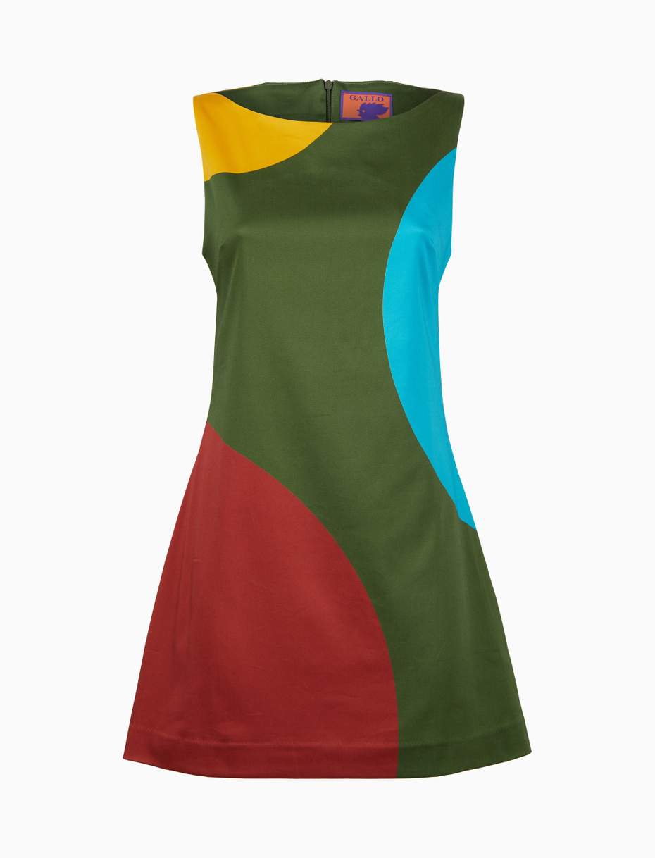Women's green sleeveless short cotton dress with macro polka dot pattern - Gallo 1927 - Official Online Shop