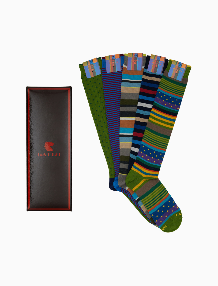 Box 2 with 5 pairs of men's long socks cotton patterned mix icons Gallo - Gallo 1927 - Official Online Shop