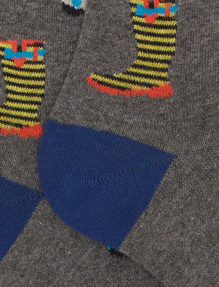 Men's gray cotton patterned knee-high socks with rain boots - Gallo 1927 - Official Online Shop