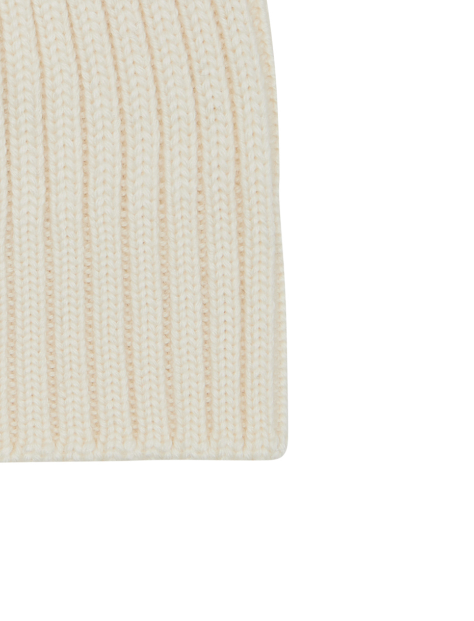 Kids' white ribbed wool, silk, and cashmere cap in solid color - Gallo 1927 - Official Online Shop