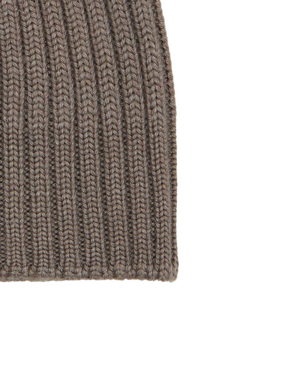 Kids' hat in plain ribbed beige wool, silk and cashmere - Gallo 1927 - Official Online Shop