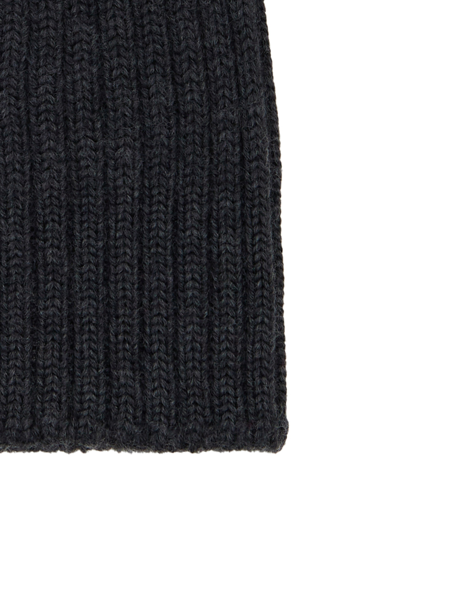 Kids' hat in plain ribbed gray wool, silk and cashmere - Gallo 1927 - Official Online Shop