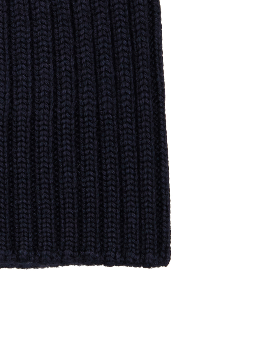 Kids' hat in plain ribbed blue wool, silk and cashmere - Gallo 1927 - Official Online Shop