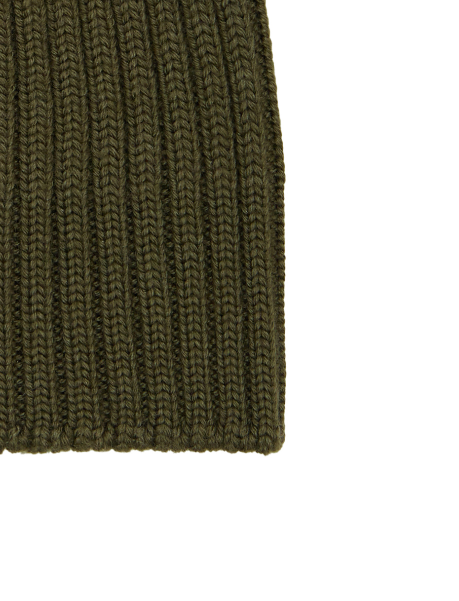 Kids' hat in green ribbed wool, silk and cashmere, plain - Gallo 1927 - Official Online Shop