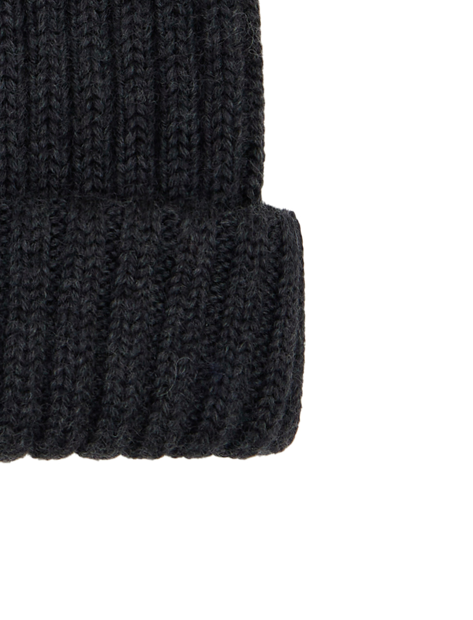 Kids' turn-up cap in gray wool, silk and cashmere, plain ribbed - Gallo 1927 - Official Online Shop