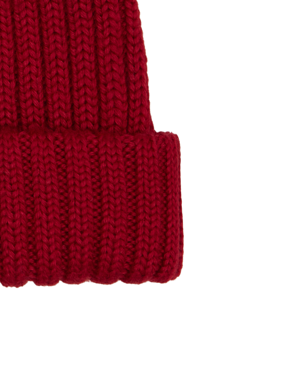 Kids' turn-up cap in red wool, silk and cashmere with plain ribbed trim - Gallo 1927 - Official Online Shop