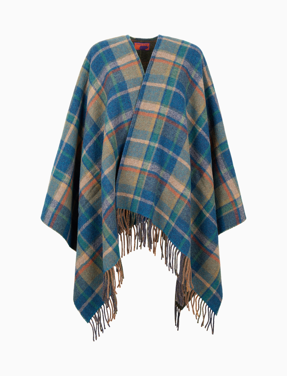 Women's double-sided cape in green wool with geometric pattern - Gallo 1927 - Official Online Shop