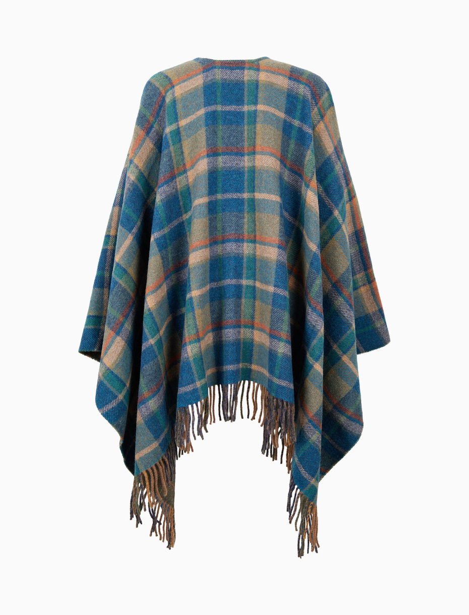 Women's double-sided cape in green wool with geometric pattern - Gallo 1927 - Official Online Shop