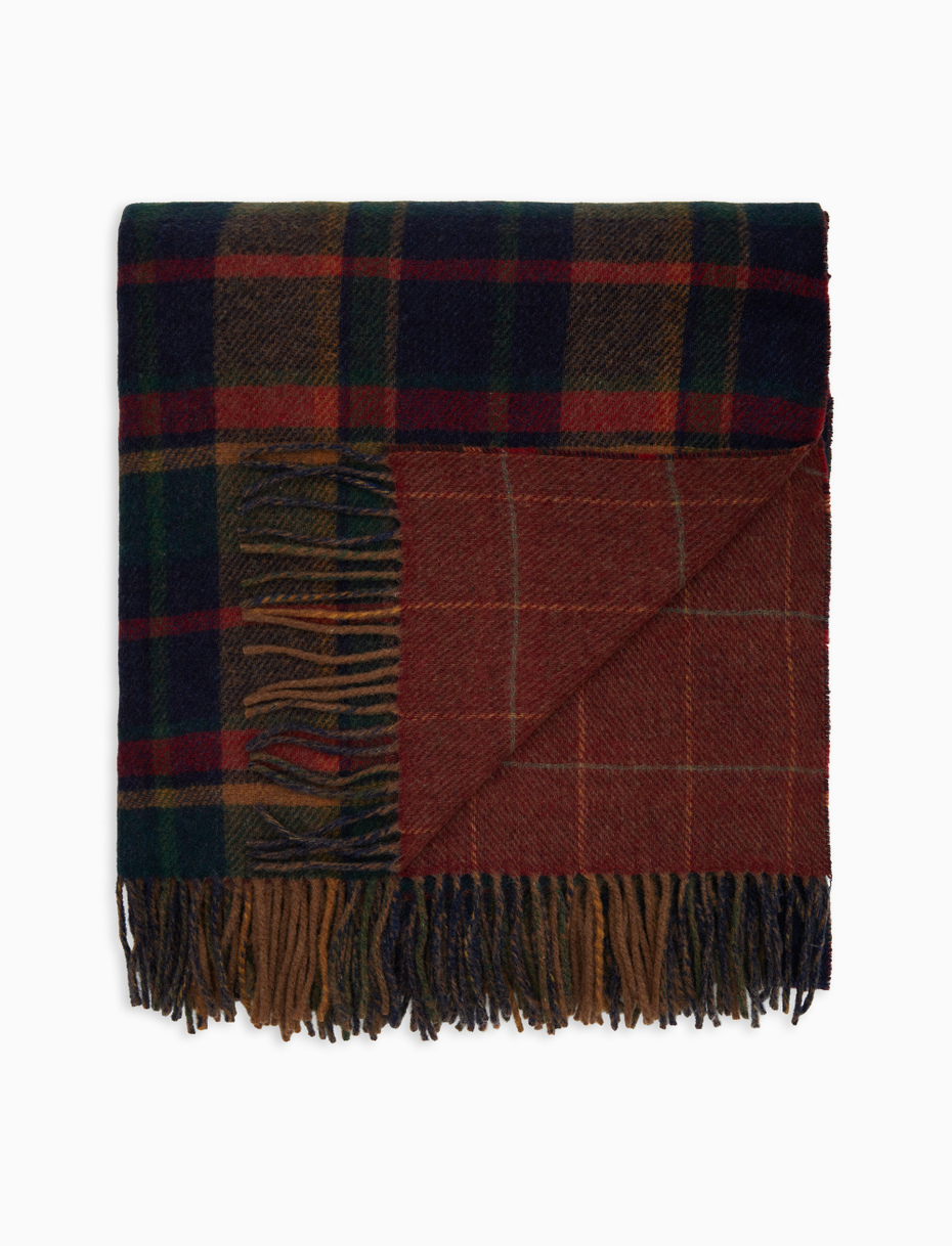 Unisex double-sided blanket in purple wool with geometric pattern - Gallo 1927 - Official Online Shop