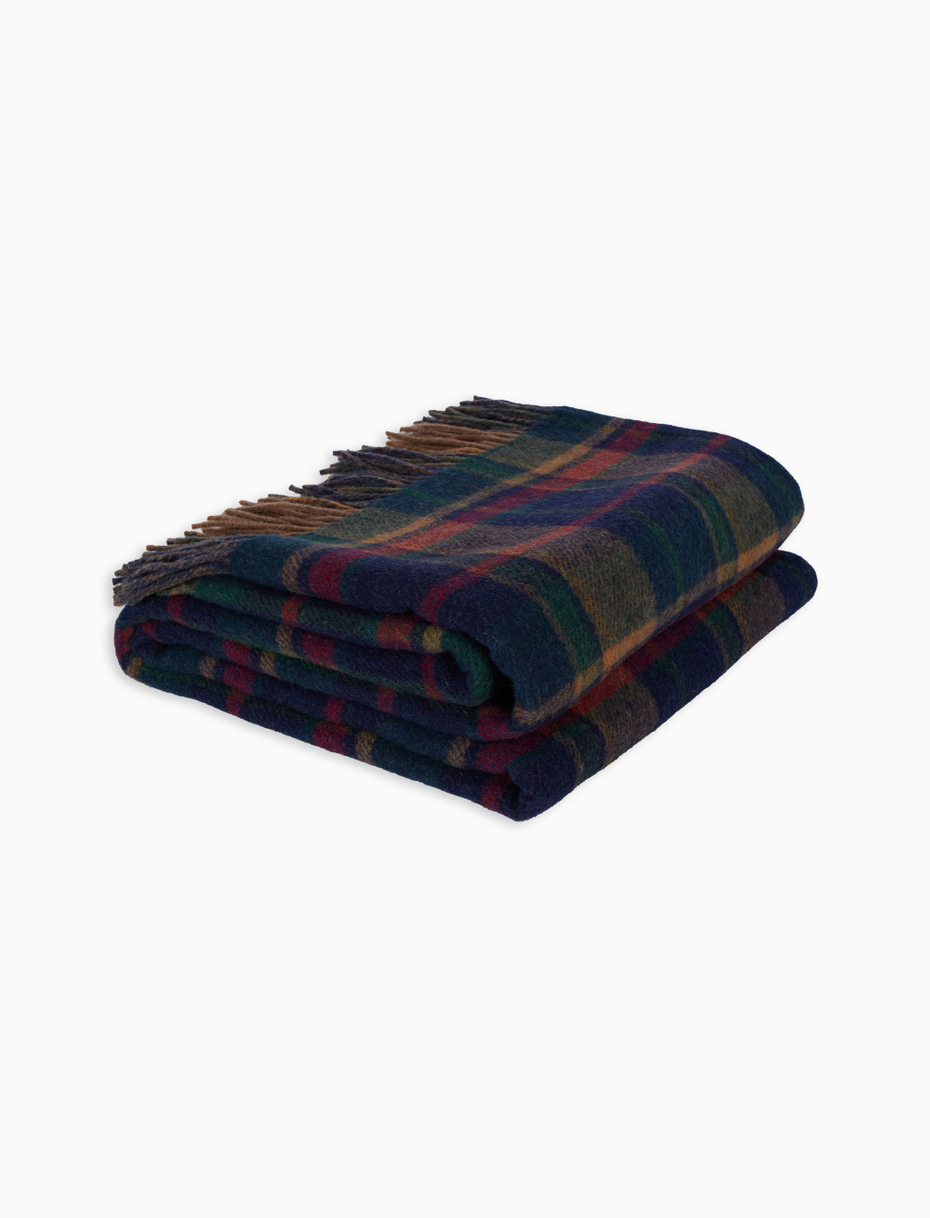 Unisex double-sided blanket in purple wool with geometric pattern - Gallo 1927 - Official Online Shop