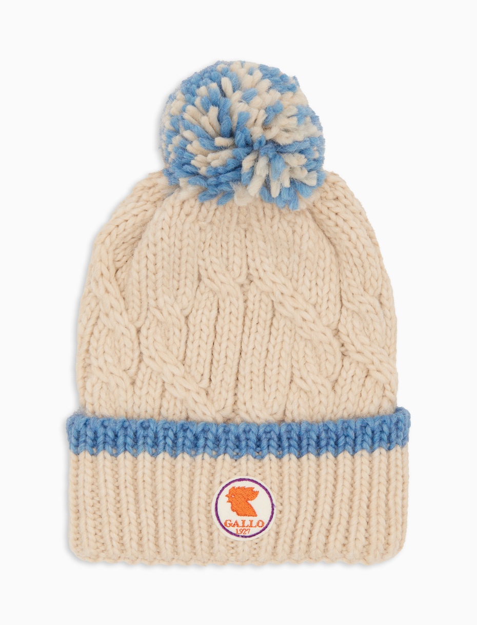 Unisex turn-up cap in white with plain braided pattern - Gallo 1927 - Official Online Shop