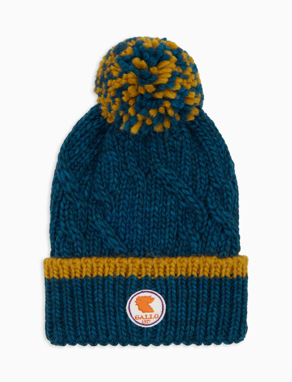 Unisex turn-up cap in blue with plain braided pattern - Gallo 1927 - Official Online Shop