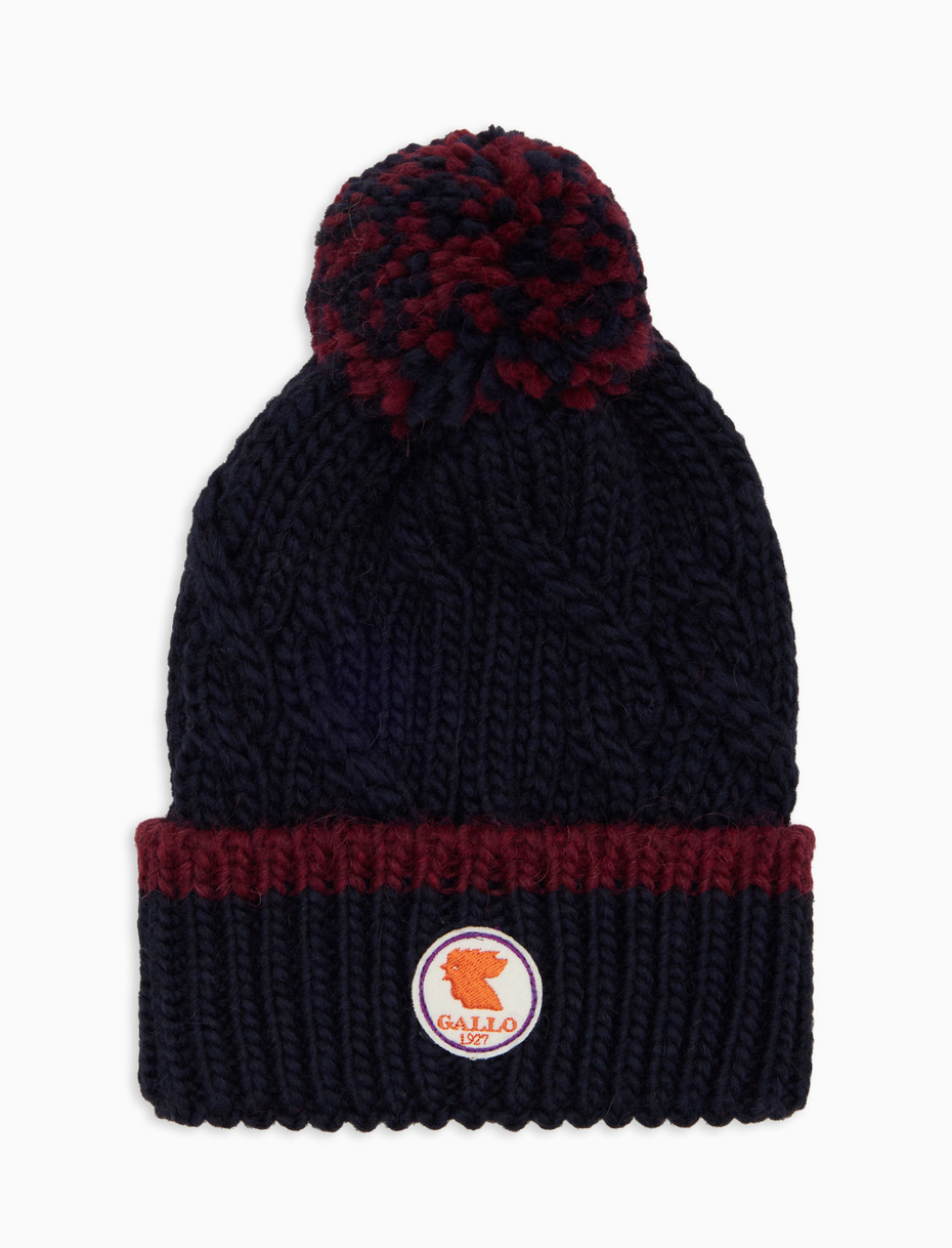 Unisex turn-up cap in blue with plain braided pattern - Gallo 1927 - Official Online Shop