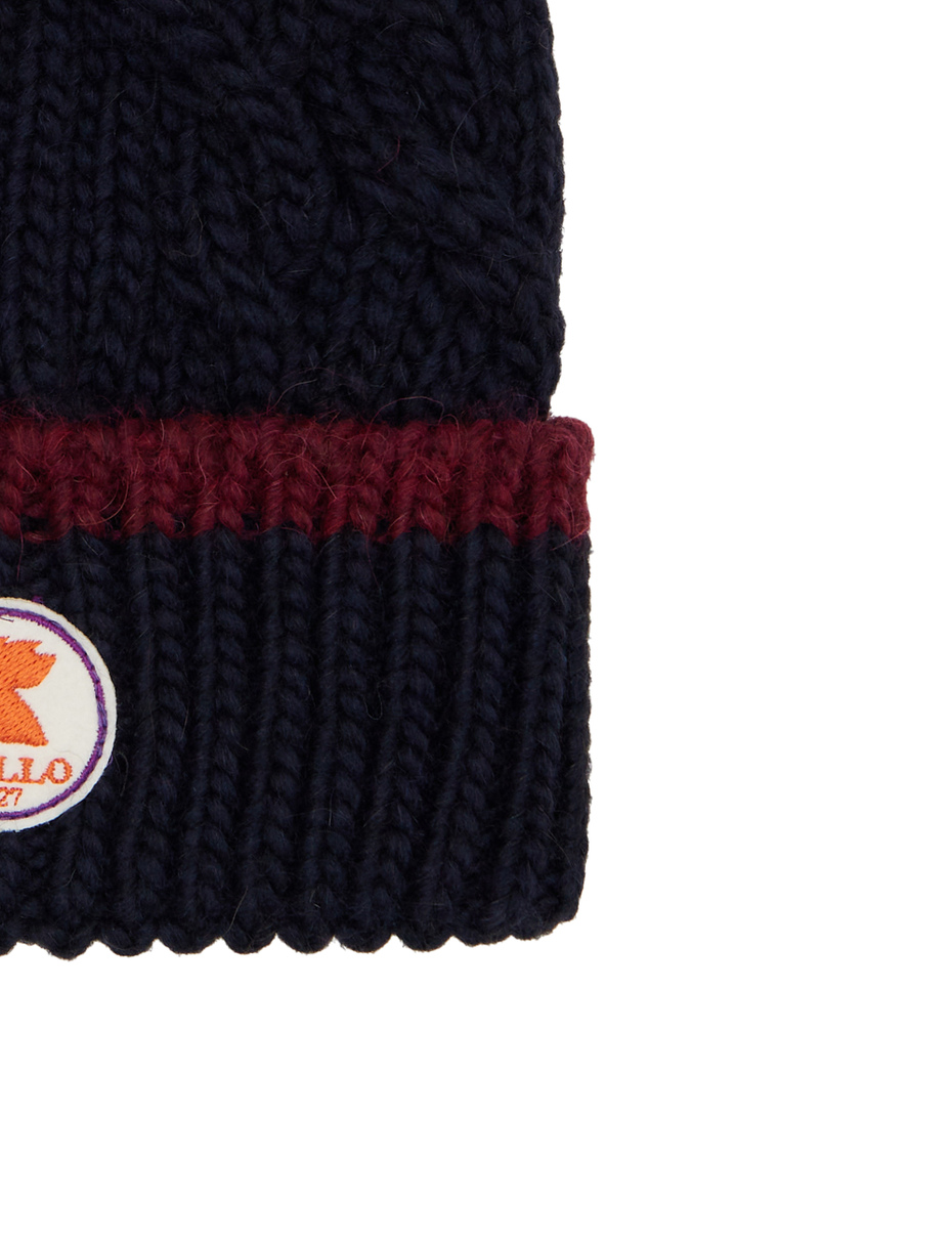 Unisex turn-up cap in blue with plain braided pattern - Gallo 1927 - Official Online Shop