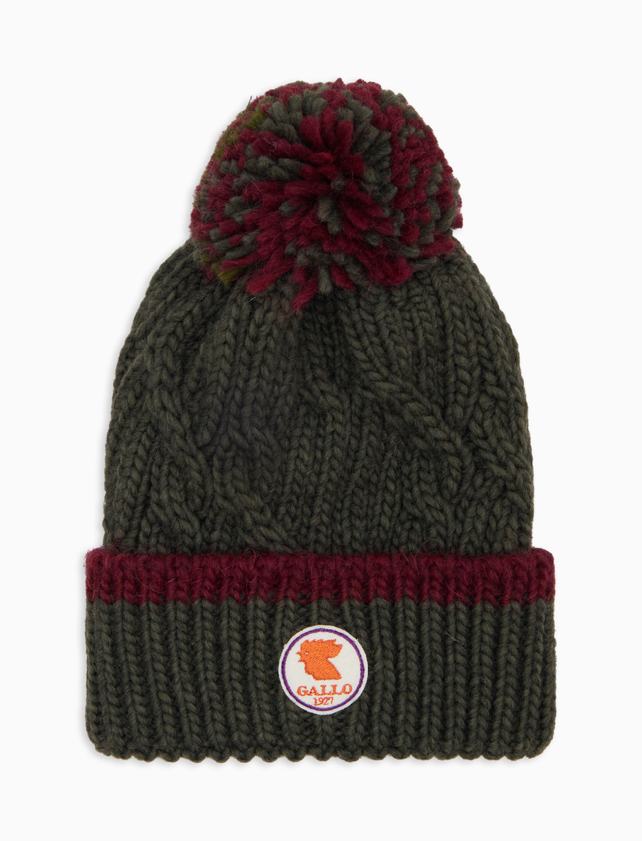 Unisex turn-up cap in green with plain braided pattern - Gallo 1927 - Official Online Shop