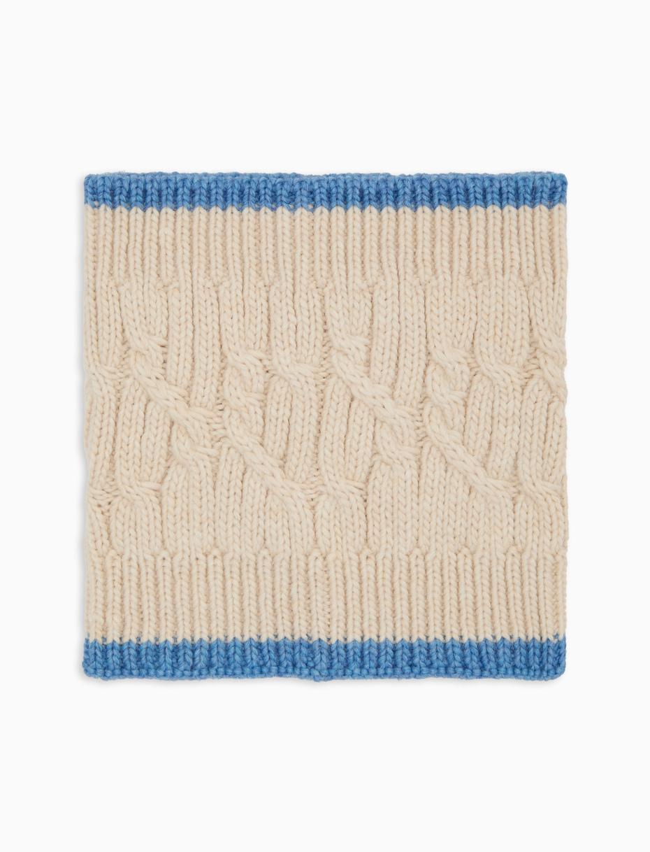 Unisex neck warmer in white with plain braided pattern - Gallo 1927 - Official Online Shop