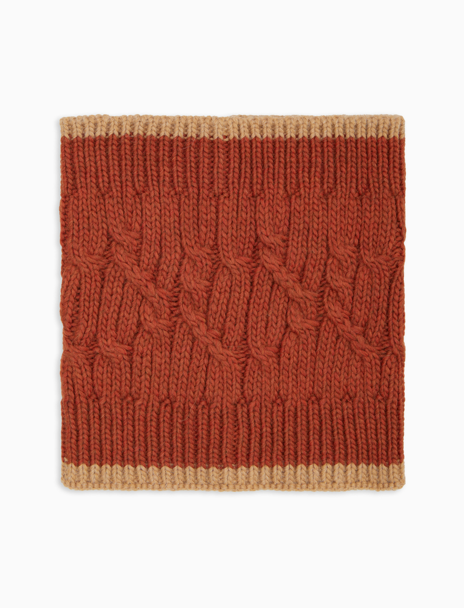 Unisex neck warmer in orange with plain braided pattern - Gallo 1927 - Official Online Shop