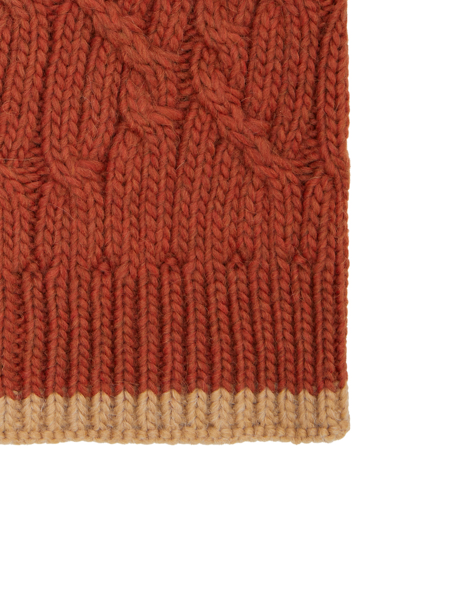 Unisex neck warmer in orange with plain braided pattern - Gallo 1927 - Official Online Shop
