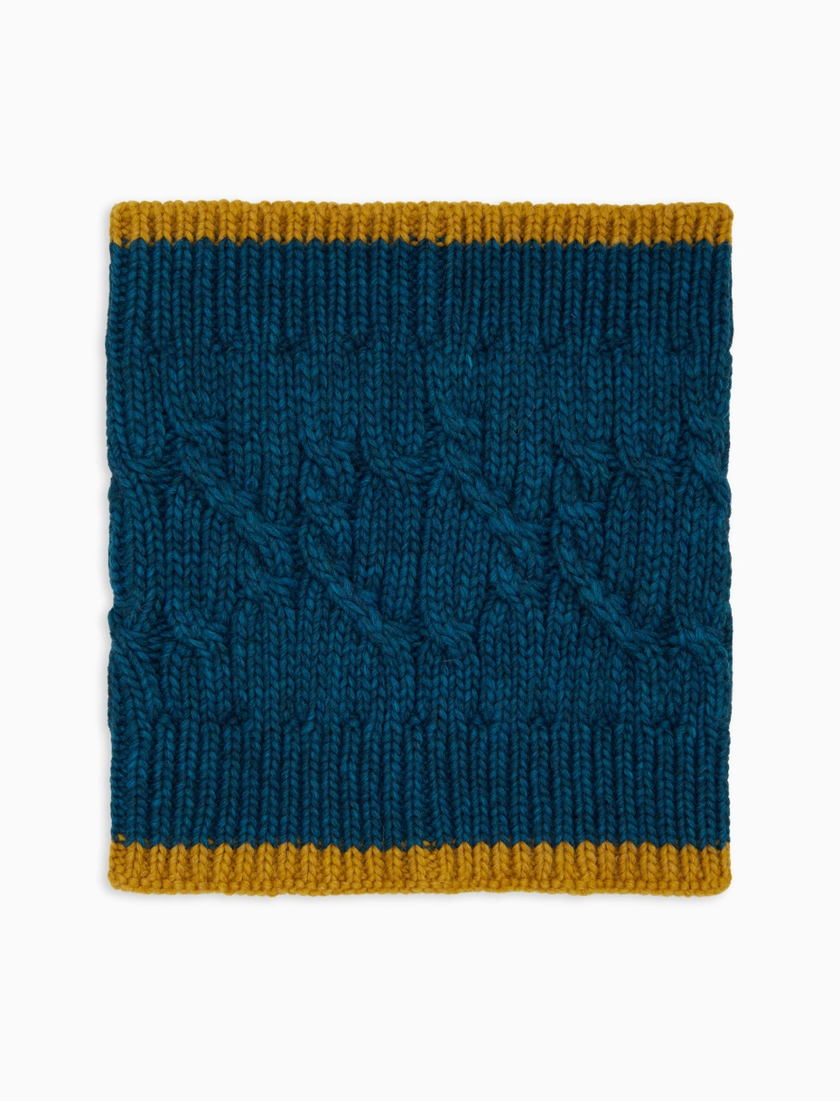 Unisex neck warmer in blue with plain braided pattern - Gallo 1927 - Official Online Shop
