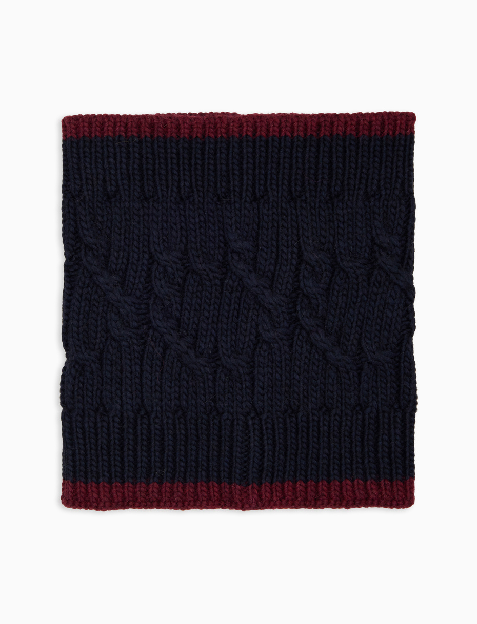 Unisex neck warmer in blue with plain braided pattern - Gallo 1927 - Official Online Shop