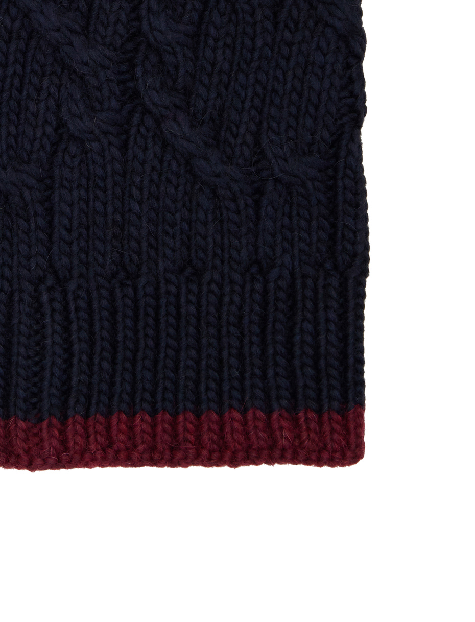 Unisex neck warmer in blue with plain braided pattern - Gallo 1927 - Official Online Shop