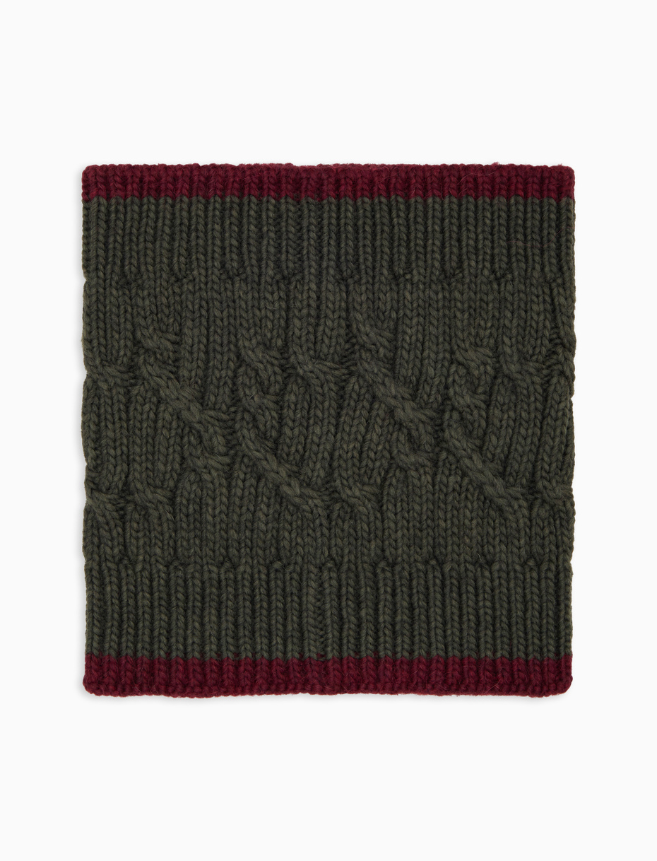 Unisex neck warmer in green with plain braided pattern - Gallo 1927 - Official Online Shop