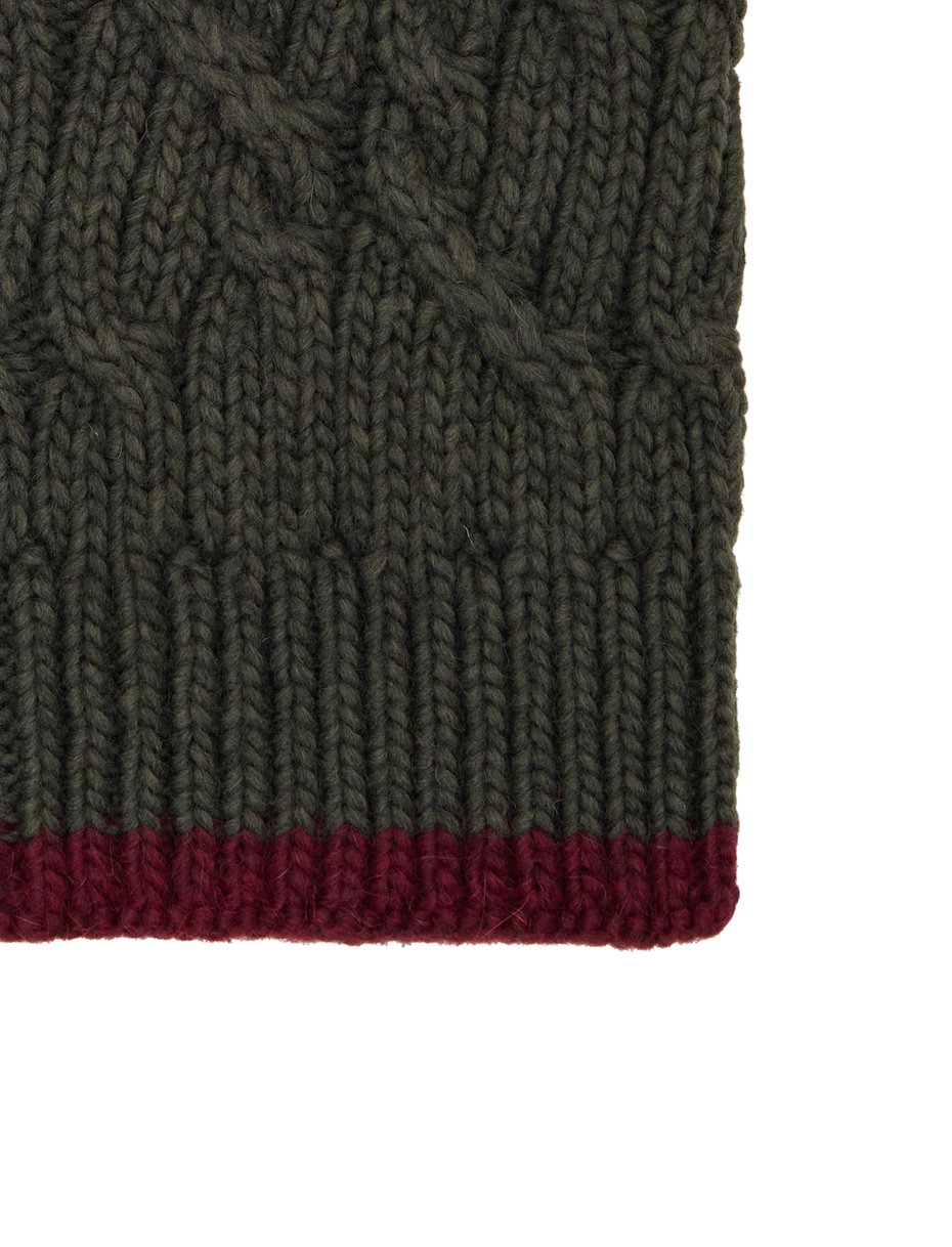 Unisex neck warmer in green with plain braided pattern - Gallo 1927 - Official Online Shop