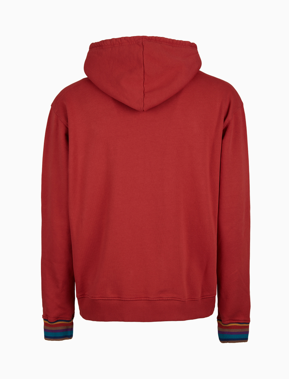 Unisex garment-dyed red cotton hoodie - Gallo 1927 - Official Online Shop