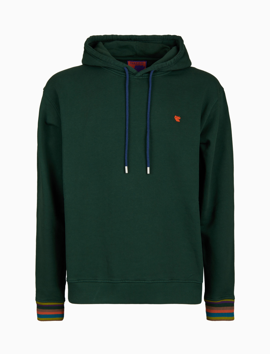 Unisex garment-dyed green cotton hoodie - Gallo 1927 - Official Online Shop