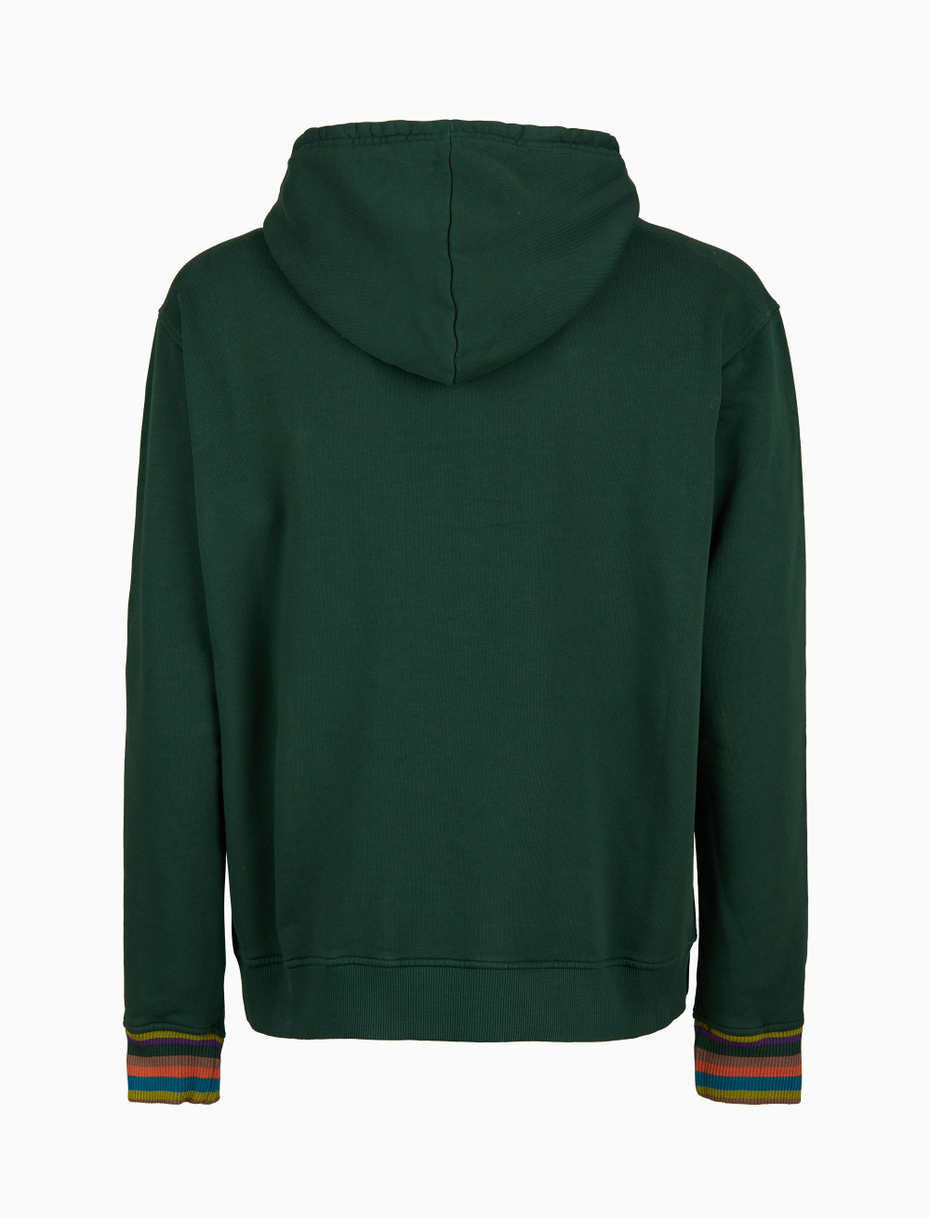 Unisex garment-dyed green cotton hoodie - Gallo 1927 - Official Online Shop